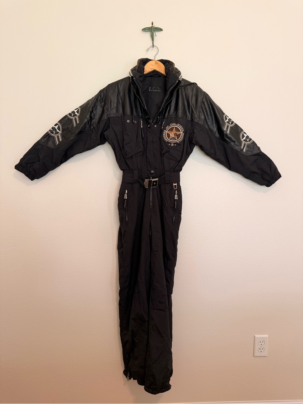 Bogner Black Women's Ski Jumpsuit with Star Patch vintage